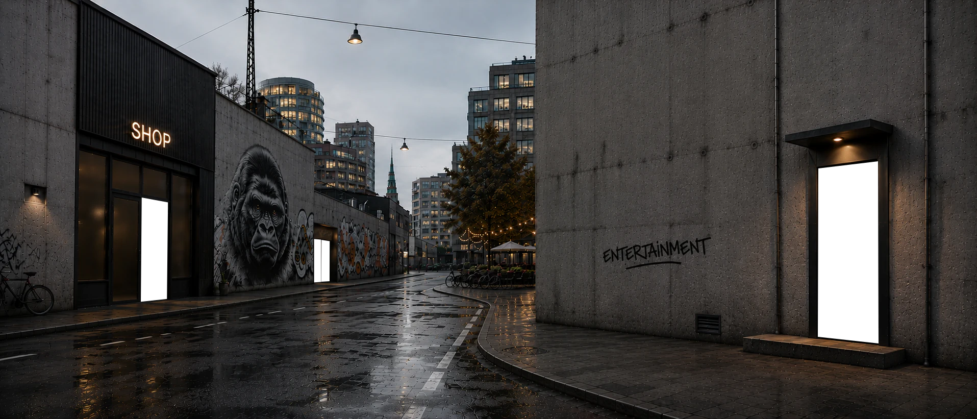 The NEA Entertainment street by day